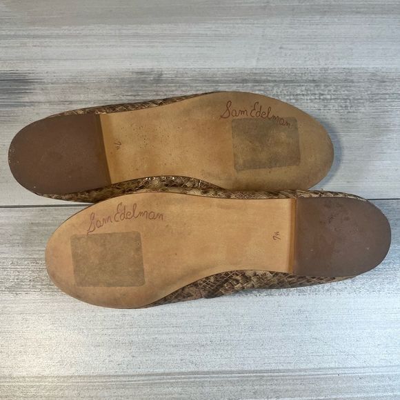 Sam Edelman Flat Shoes Metallic Snakeskin Print Size 7.5 Style “Felicia” - Picture 4 of 8